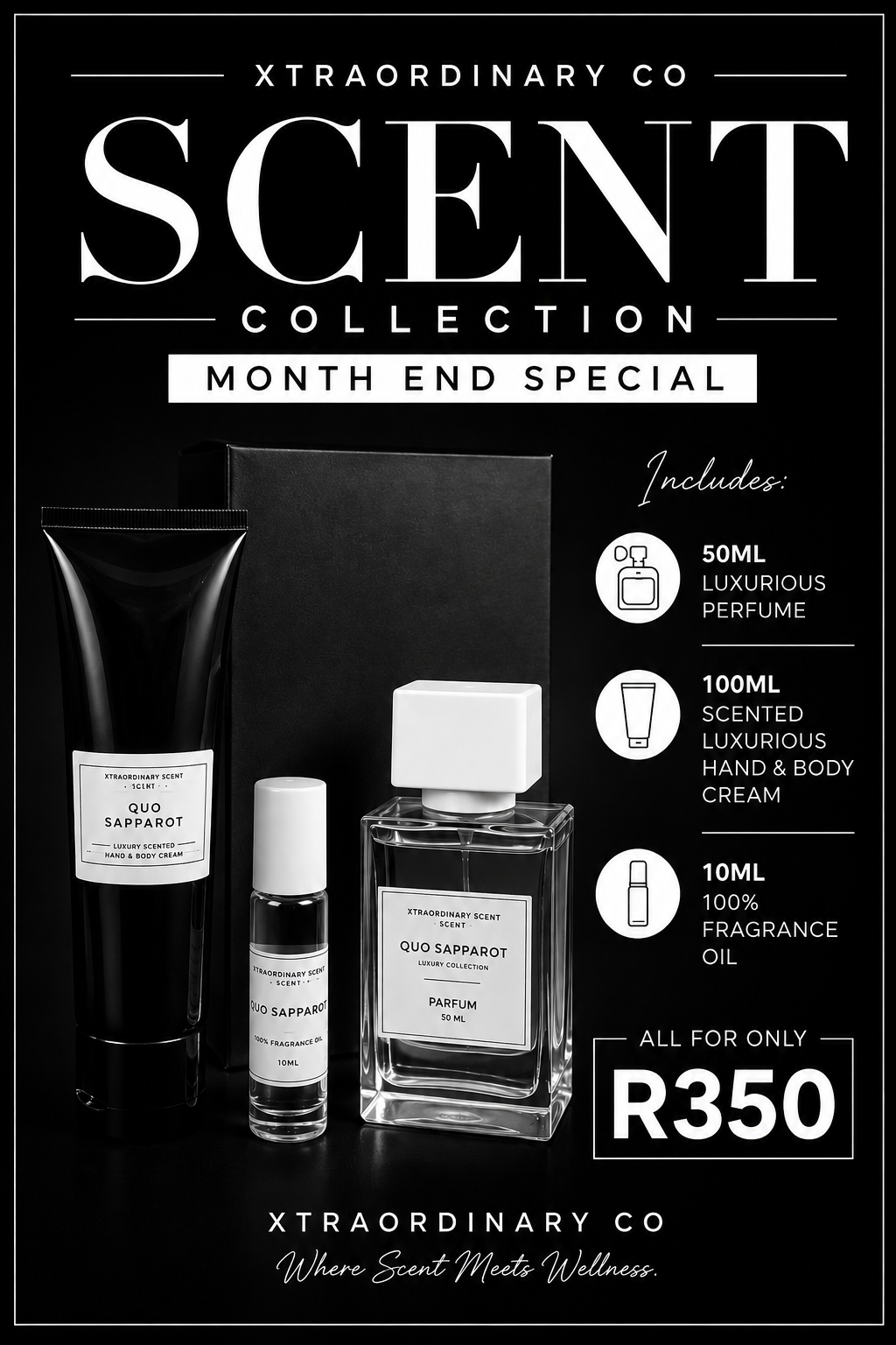 Luxury Scent Collection Gift Set | Perfume, Body Cream & Fragrance Oil R350
